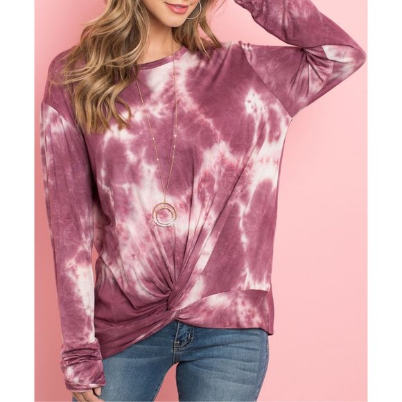 Marsala Ivory Tie Dye Top {Perfect Peach} - Picture 2 of 5